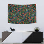 New Zealand Christmas Tapestry Romantic Tui Birds on Pohutukawa - Cobalt - Aussie Hoodie