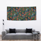 New Zealand Christmas Tapestry Romantic Tui Birds on Pohutukawa - Cobalt - Aussie Hoodie