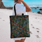New Zealand Christmas Tote Bag Romantic Tui Birds on Pohutukawa - Cobalt - Aussie Hoodie