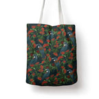New Zealand Christmas Tote Bag Romantic Tui Birds on Pohutukawa - Cobalt - Aussie Hoodie