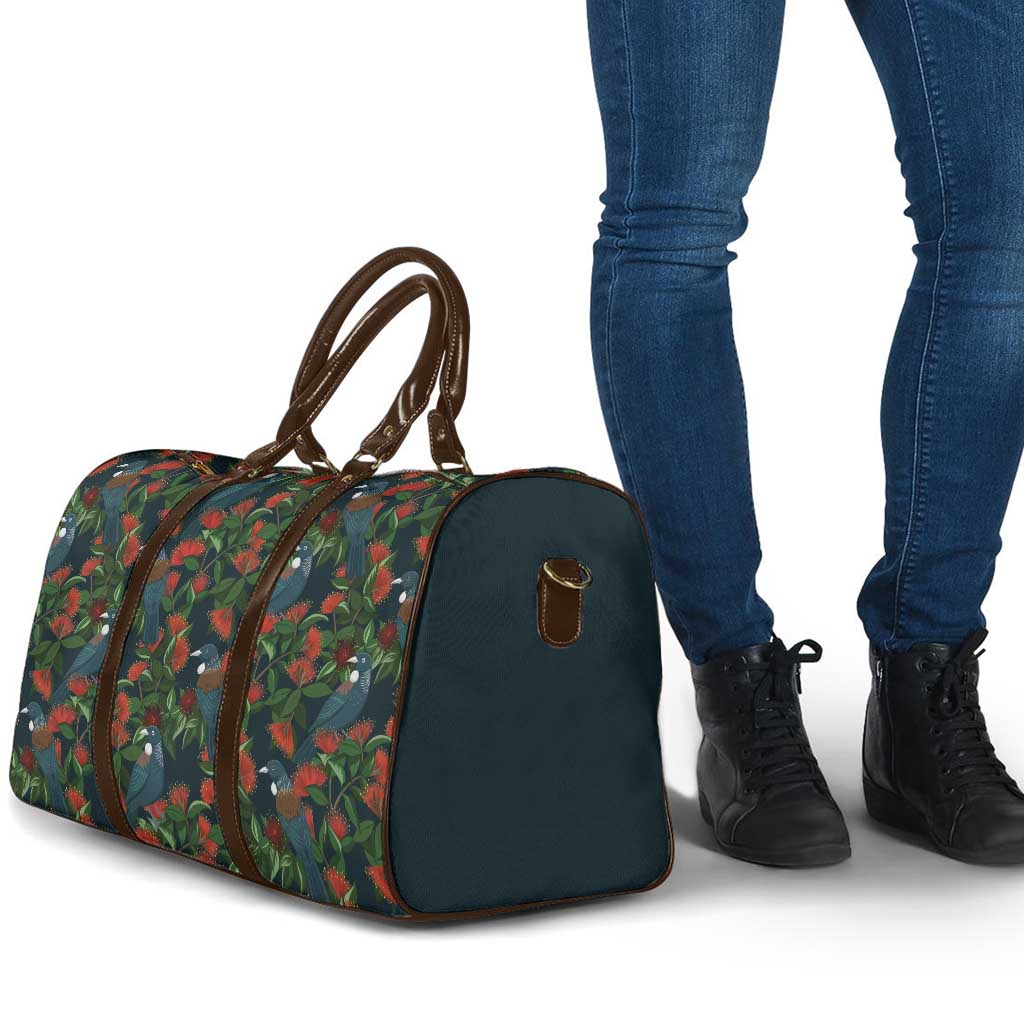 New Zealand Christmas Travel Bag Romantic Tui Birds on Pohutukawa - Cobalt - Aussie Hoodie