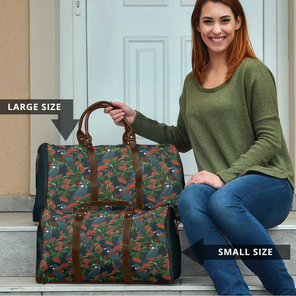 New Zealand Christmas Travel Bag Romantic Tui Birds on Pohutukawa - Cobalt - Aussie Hoodie