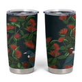 New Zealand Christmas Tumbler Cup Romantic Tui Birds on Pohutukawa - Cobalt - Aussie Hoodie