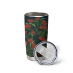 New Zealand Christmas Tumbler Cup Romantic Tui Birds on Pohutukawa - Cobalt - Aussie Hoodie