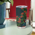 New Zealand Christmas Tumbler Cup Romantic Tui Birds on Pohutukawa - Cobalt - Aussie Hoodie