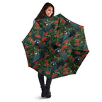 New Zealand Christmas Umbrella Romantic Tui Birds on Pohutukawa - Cobalt - Aussie Hoodie