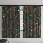 New Zealand Christmas Window Curtain Romantic Tui Birds on Pohutukawa - Cobalt - Aussie Hoodie