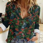 New Zealand Christmas Women Casual Shirt Romantic Tui Birds on Pohutukawa - Cobalt - Aussie Hoodie