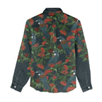 New Zealand Christmas Women Casual Shirt Romantic Tui Birds on Pohutukawa - Cobalt - Aussie Hoodie