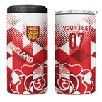 England Rugby Custom 4 in 1 Can Cooler Tumbler Crystalised Red Rose