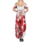 England Rugby Custom Family Matching Summer Maxi Dress and Hawaiian Shirt Crystalised Red Rose