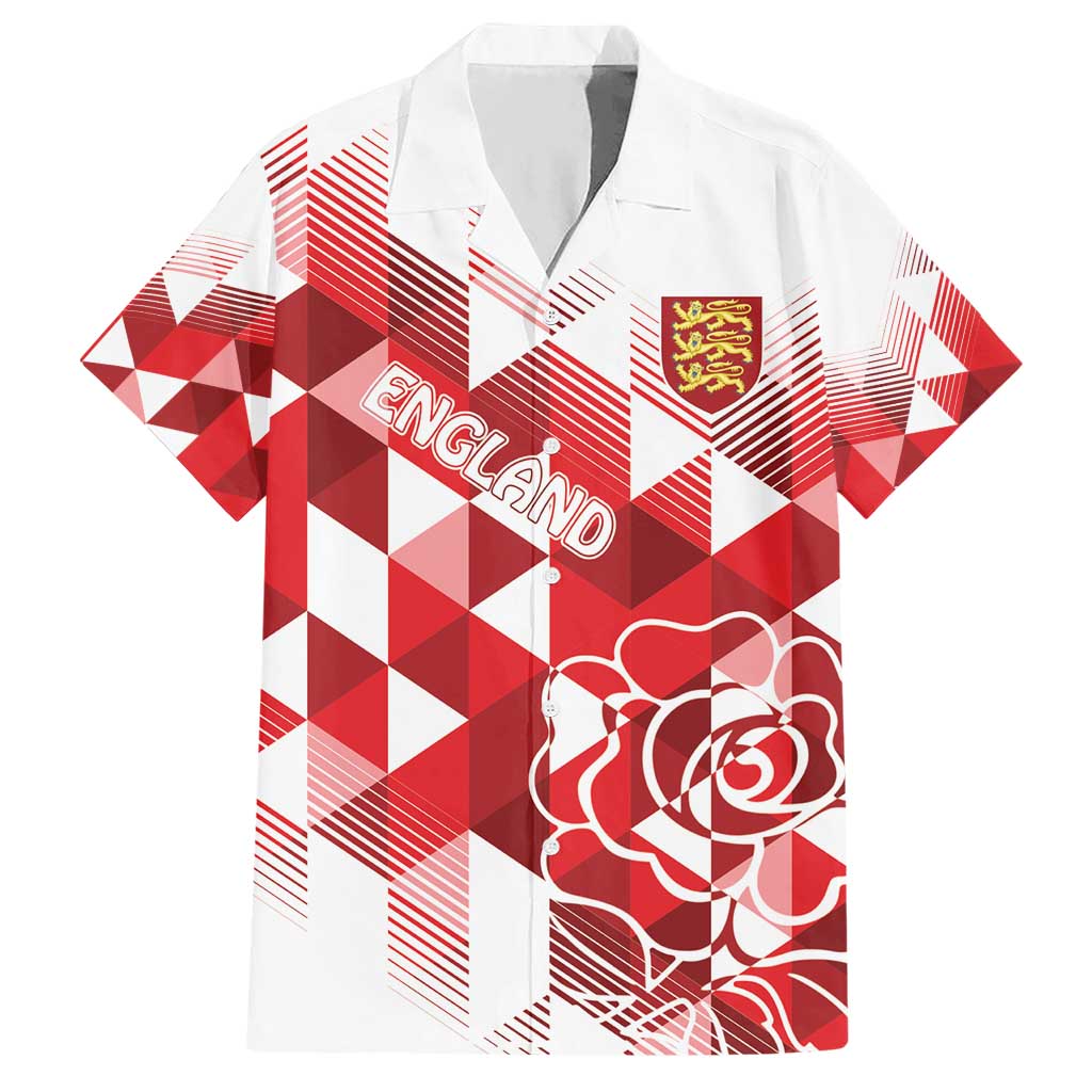 England Rugby Custom Hawaiian Shirt Crystalised Red Rose