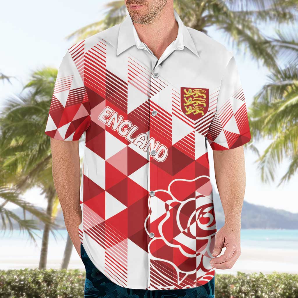 England Rugby Custom Hawaiian Shirt Crystalised Red Rose