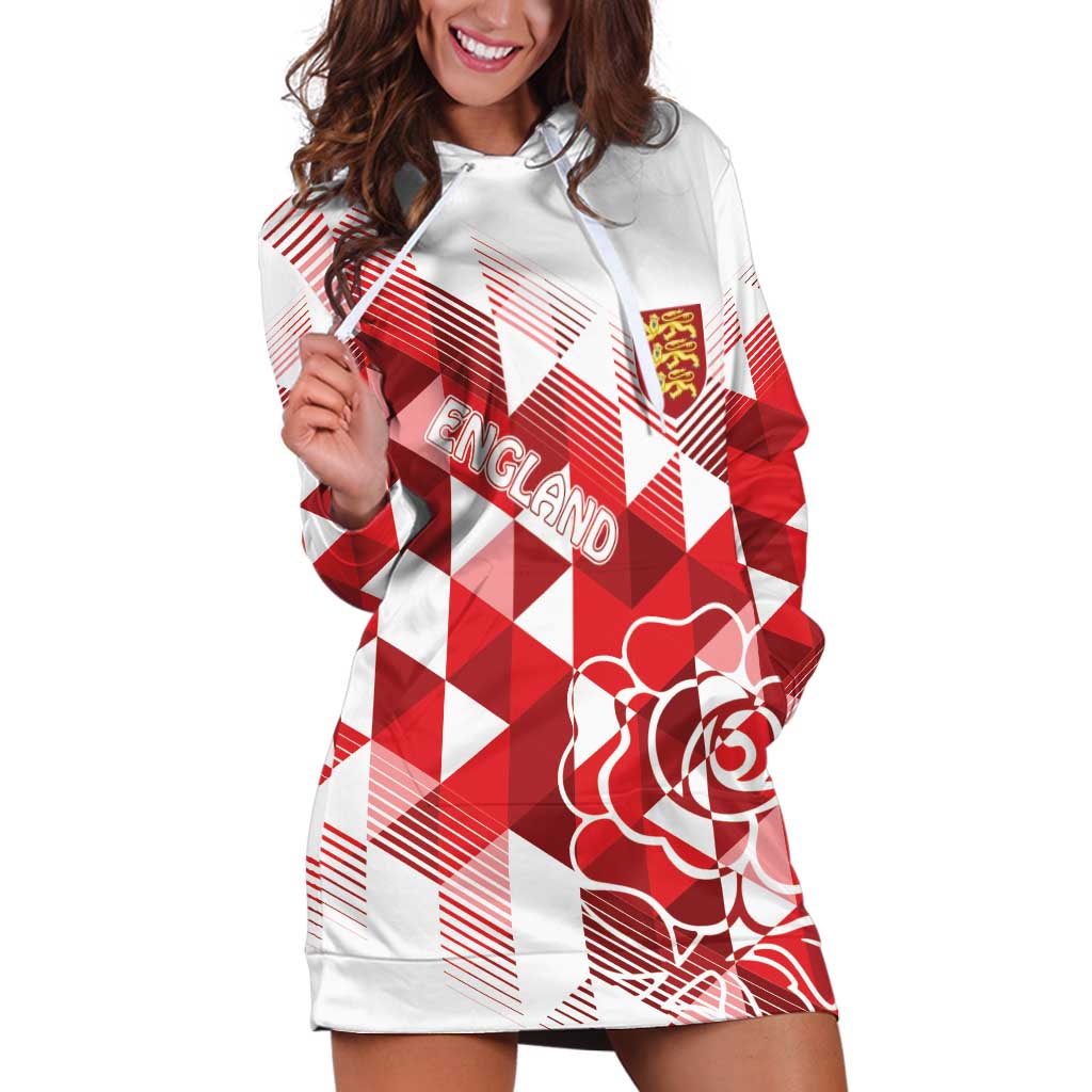 England Rugby Custom Hoodie Dress Crystalised Red Rose