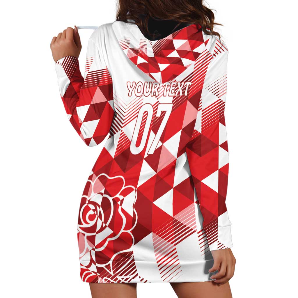 England Rugby Custom Hoodie Dress Crystalised Red Rose