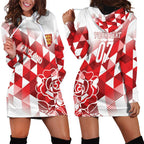 England Rugby Custom Hoodie Dress Crystalised Red Rose