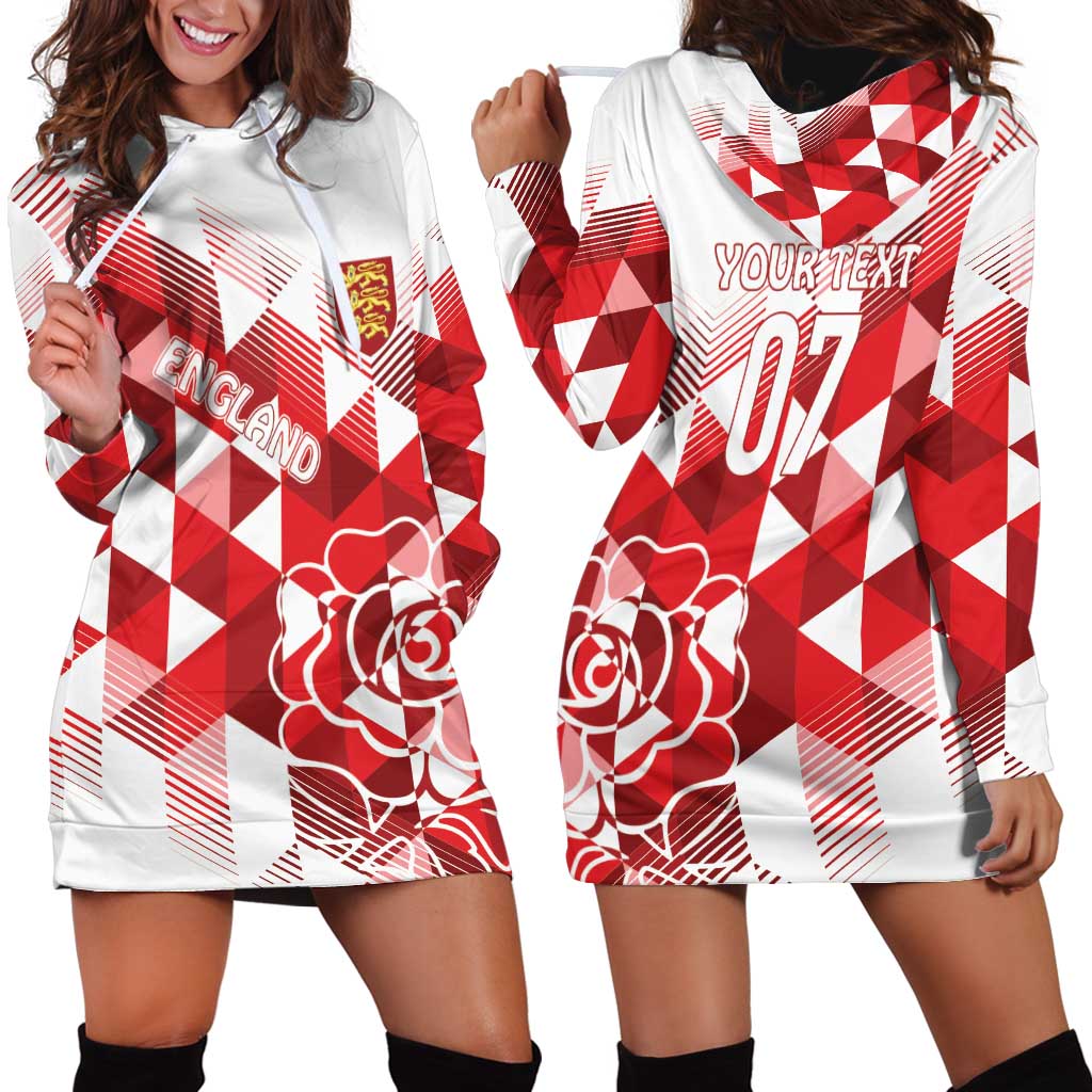 England Rugby Custom Hoodie Dress Crystalised Red Rose