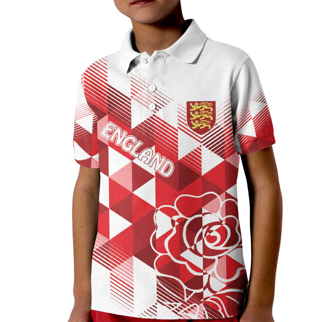 England Rugby Custom Kid Polo Shirt Crystalised Red Rose