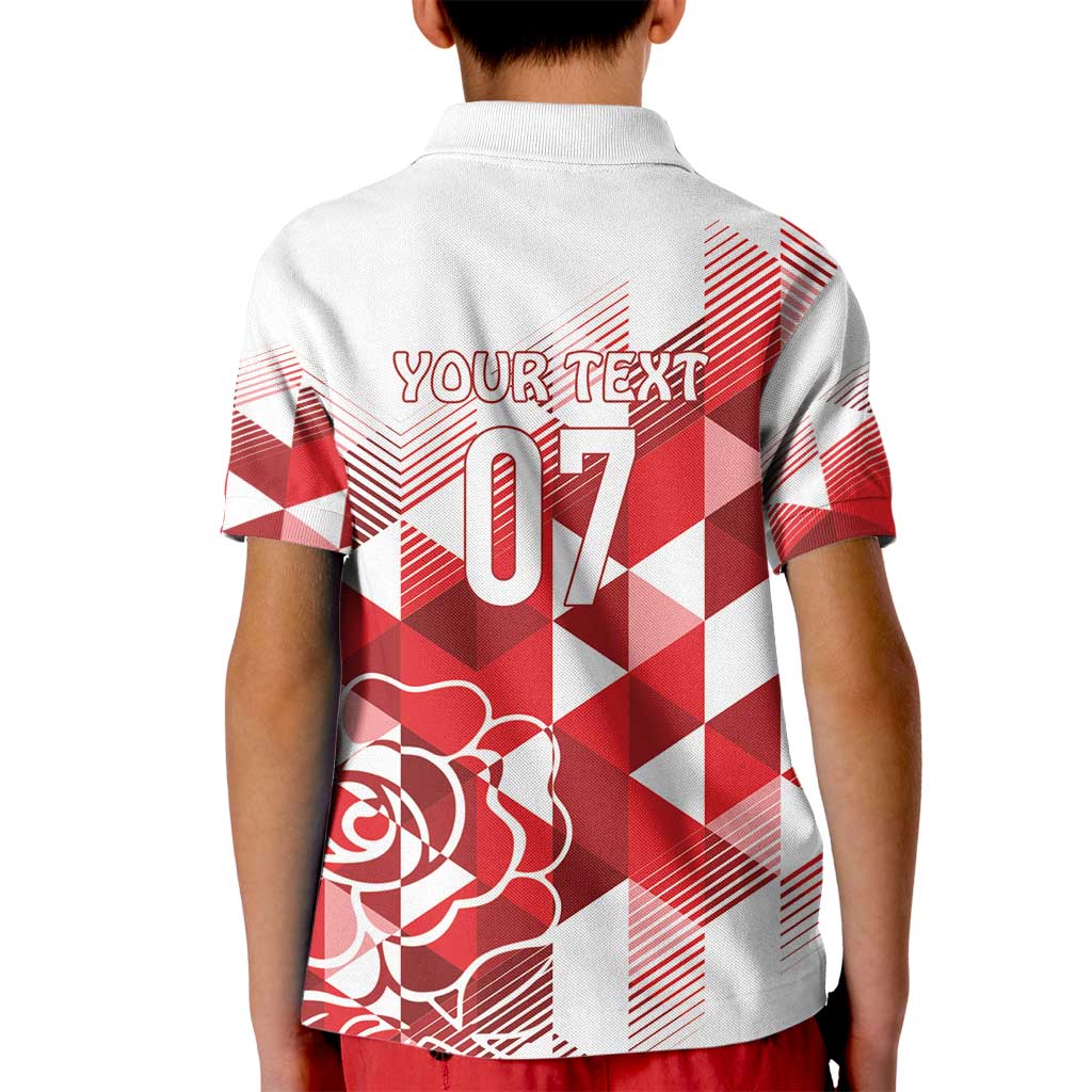 England Rugby Custom Kid Polo Shirt Crystalised Red Rose