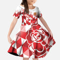 England Rugby Custom Kid Short Sleeve Dress Crystalised Red Rose