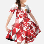 England Rugby Custom Kid Short Sleeve Dress Crystalised Red Rose