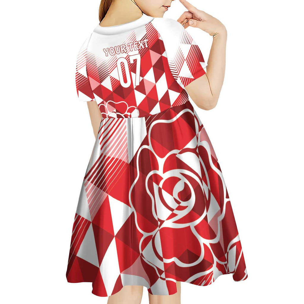 England Rugby Custom Kid Short Sleeve Dress Crystalised Red Rose