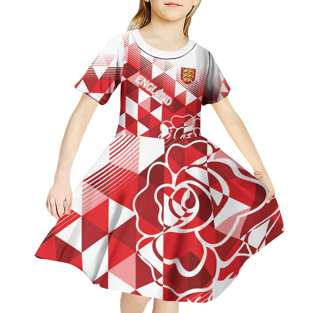 England Rugby Custom Kid Short Sleeve Dress Crystalised Red Rose