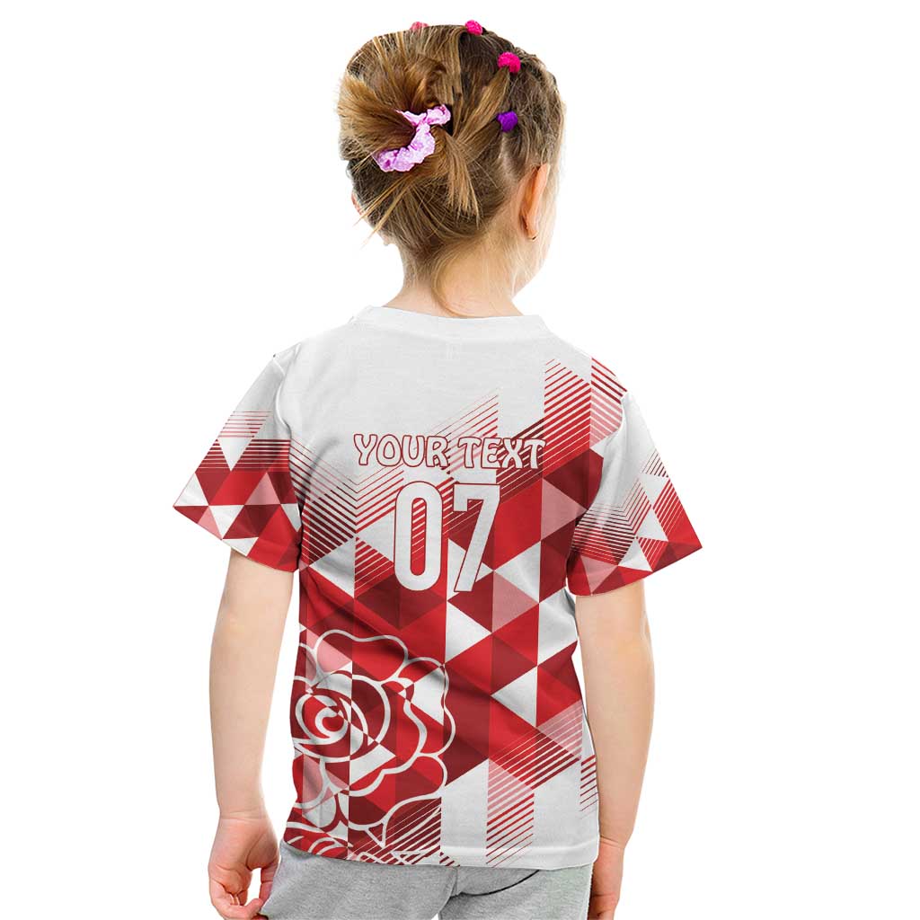 England Rugby Custom Kid T Shirt Crystalised Red Rose