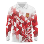 England Rugby Custom Long Sleeve Polo Shirt Crystalised Red Rose