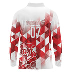 England Rugby Custom Long Sleeve Polo Shirt Crystalised Red Rose