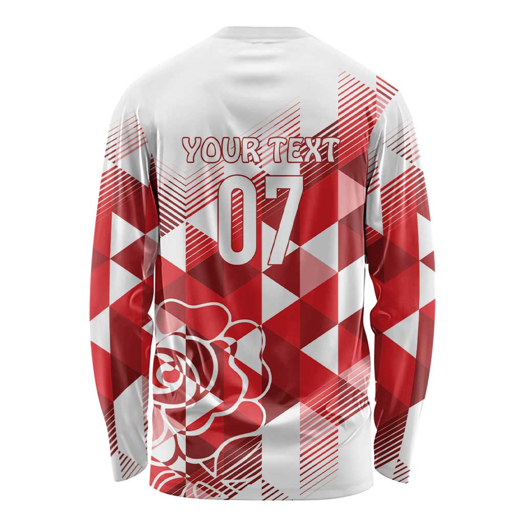 England Rugby Custom Long Sleeve Shirt Crystalised Red Rose