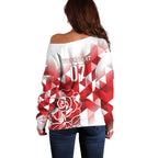 England Rugby Custom Off Shoulder Sweater Crystalised Red Rose