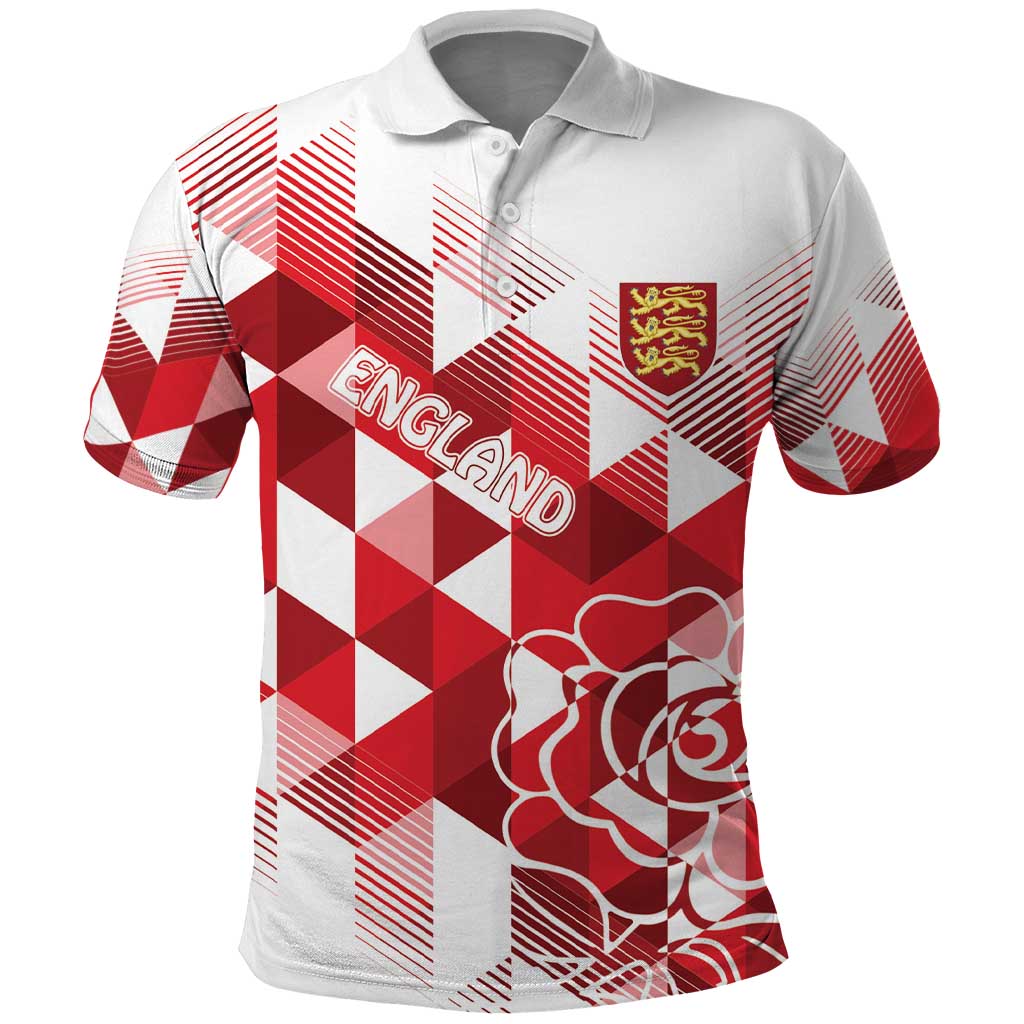 England Rugby Custom Polo Shirt Crystalised Red Rose