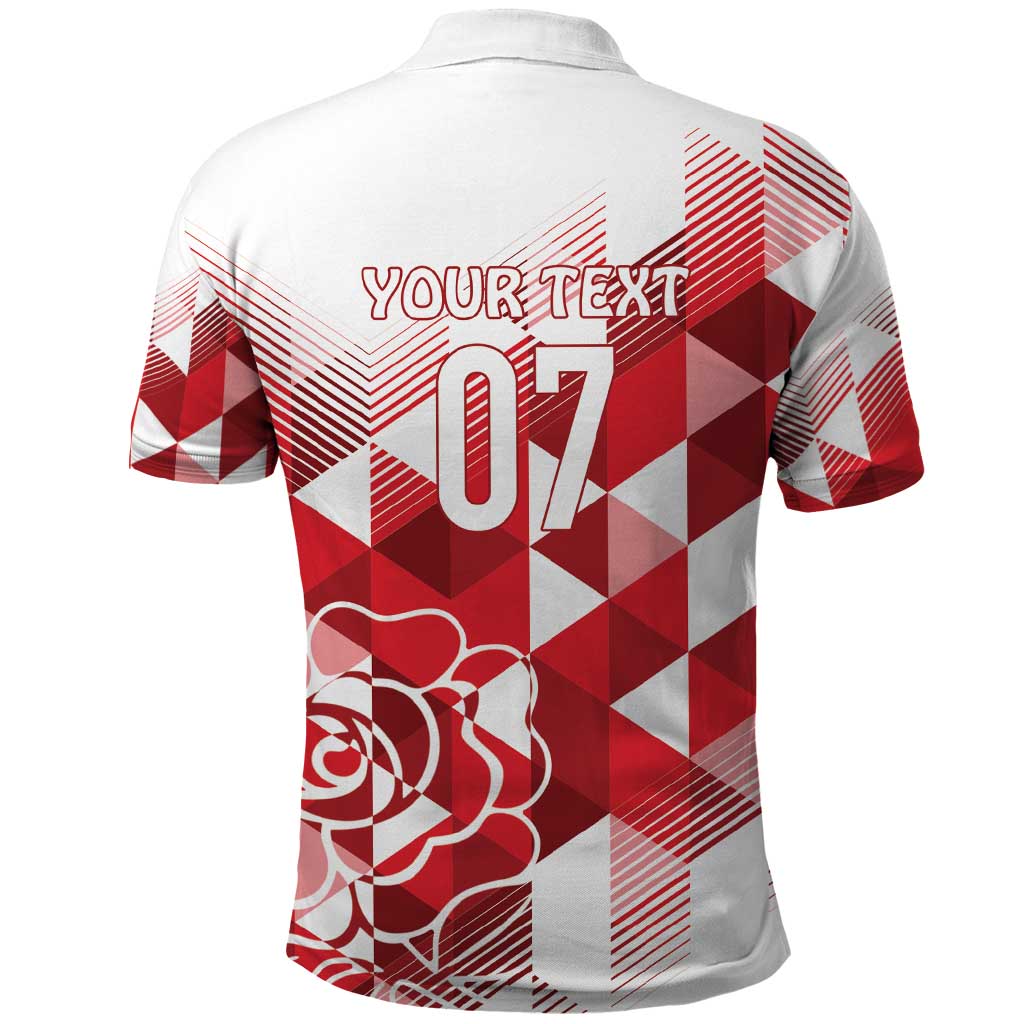 England Rugby Custom Polo Shirt Crystalised Red Rose