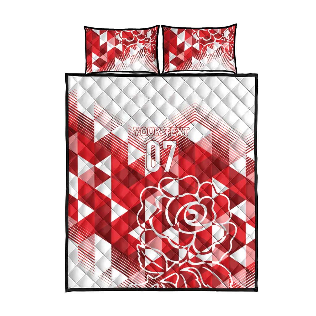 England Rugby Custom Quilt Bed Set Crystalised Red Rose