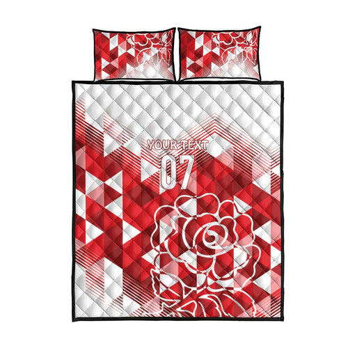 England Rugby Custom Quilt Bed Set Crystalised Red Rose