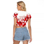 England Rugby Custom Raglan Cropped T Shirt Crystalised Red Rose