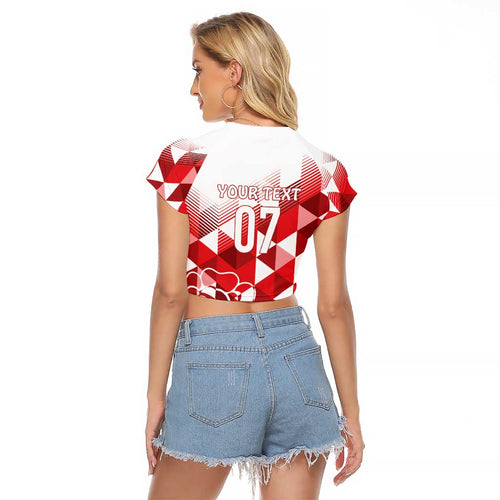 England Rugby Custom Raglan Cropped T Shirt Crystalised Red Rose