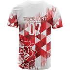 England Rugby Custom T Shirt Crystalised Red Rose