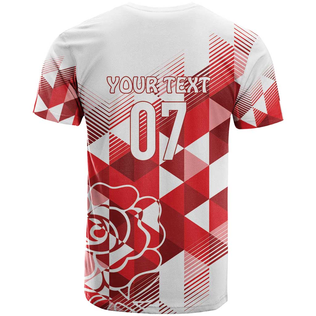 England Rugby Custom T Shirt Crystalised Red Rose