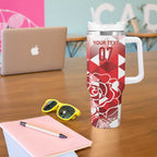 England Rugby Custom Tumbler With Handle Crystalised Red Rose