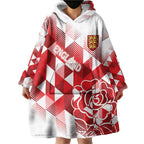 England Rugby Custom Wearable Blanket Hoodie Crystalised Red Rose
