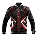 Maori Taiaha Whakairo Personalized Baseball Jacket Red Poutama Motifs