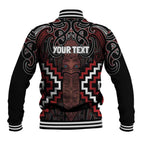Maori Taiaha Whakairo Personalized Baseball Jacket Red Poutama Motifs