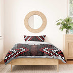 Maori Taiaha Whakairo Personalized Bedding Set Red Poutama Motifs