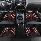 Maori Taiaha Whakairo Personalized Car Mats Red Poutama Motifs