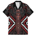 Maori Taiaha Whakairo Personalized Family Matching Long Sleeve Bodycon Dress and Hawaiian Shirt Red Poutama Motifs