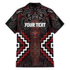 Maori Taiaha Whakairo Personalized Family Matching Long Sleeve Bodycon Dress and Hawaiian Shirt Red Poutama Motifs