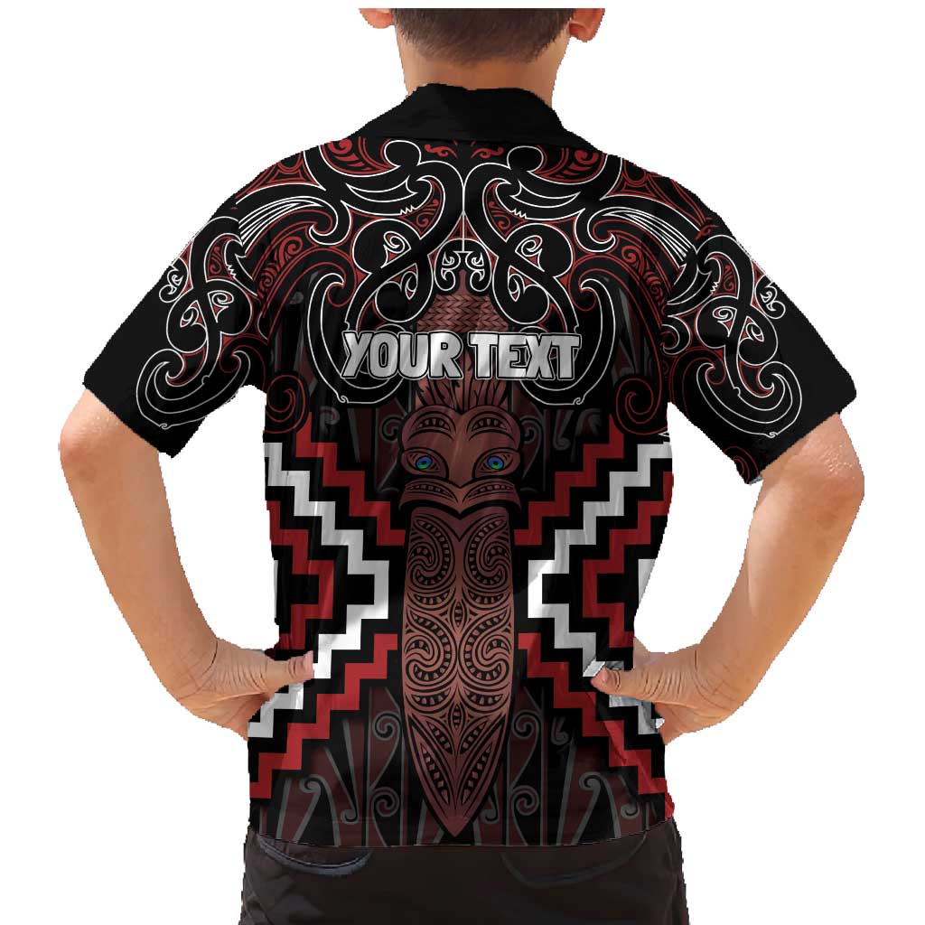 Maori Taiaha Whakairo Personalized Family Matching Mermaid Dress and Hawaiian Shirt Red Poutama Motifs