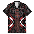 Maori Taiaha Whakairo Personalized Family Matching Off Shoulder Maxi Dress and Hawaiian Shirt Red Poutama Motifs
